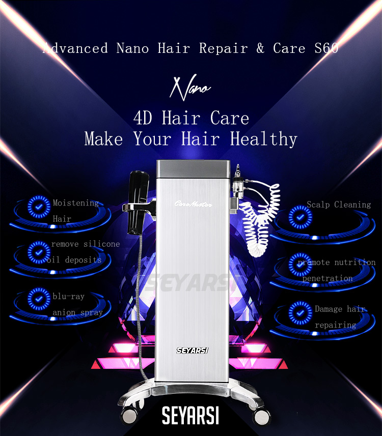 Maszyna do pielęgnacji włosów Seyarsi Nano, wysoki efektywnie narzędzie do naprawy włosów, parowiec wilgoci, maszyna do pielęgnacji skóry głowy