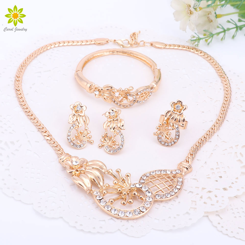 

African Wedding Jewelry Sets African Women Necklace Bracelet Ring African Beads Jewelry Sets Indian Fashion Jewelry
