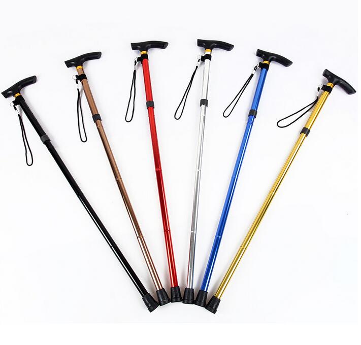 

outdoor adjustable Metal foldable cane Ultra-light Adjustable Telescopic Portable Aluminum Alloy Hiking Walking Stick Trekking Pole 4Section