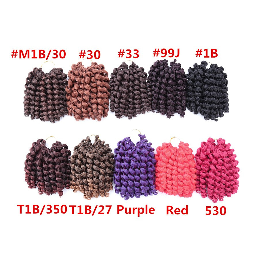 

8inch jamaican bounce twist hair tresse crochet hair extensions high quality wand curl Jumpy Wand Curl Twist Ombre synthetic braiding hair, #350