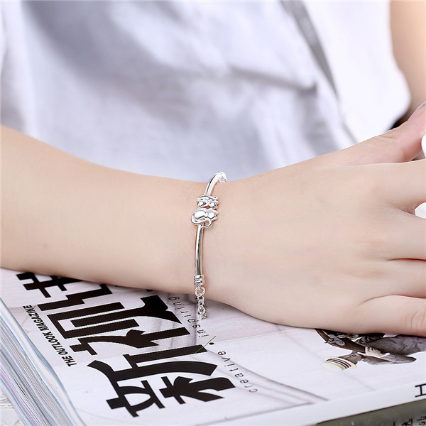 

Hot sale christmas gift 925 silver Double Cat Bracelet DFMCH389,Brand new fashion 925 sterling silver plated Chain link bracelets high grade