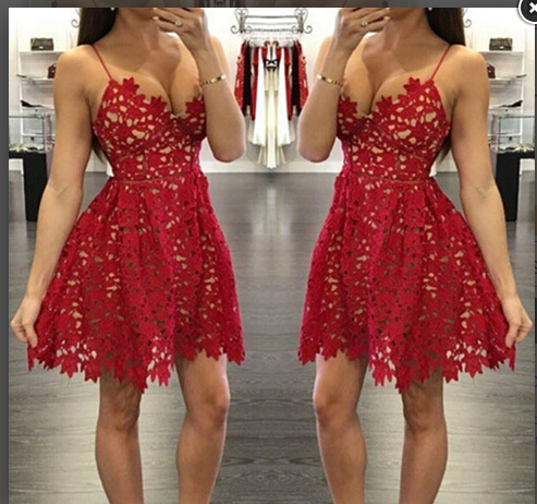 

Sexy Spaghetti Straps Homecoming Dresses 2016 New Red lace vestidos de Festa A Line Nude underline Short Cocktail party Gowns, Lavender