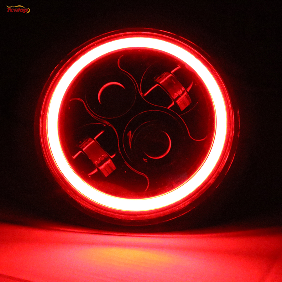 

7 Inch 30/40W LED Headlight With Red Blue Green Halo For Jeep Wrangler JK Harley Hummer Defender FJ Cruiser