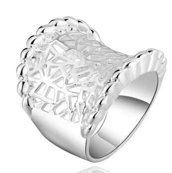 

925 Sterling Silver Plated Women Ring Hollow Grid Beautiful Cute Pretty Luxury Christmas Fashion New Gift Wedding