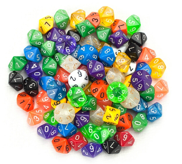 

10 Dice Bosons 10 Sided 0-9 Polyhedral Dice Multicolour Small Gift Game Dice Good Price High Quality #P8
