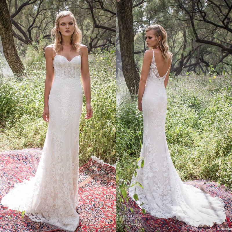 

2019 Sexy Spaghetti Straps Backless Mermaid Wedding Dresses Country Style Full Length Lace Corset Wedding Dress, White