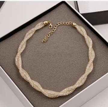 

Fashion Korean Collar Chain Style Net Crystal Necklace Exaggeration Short Diamond Sweater Necklace Bib Statement Necklaces for Women Girls