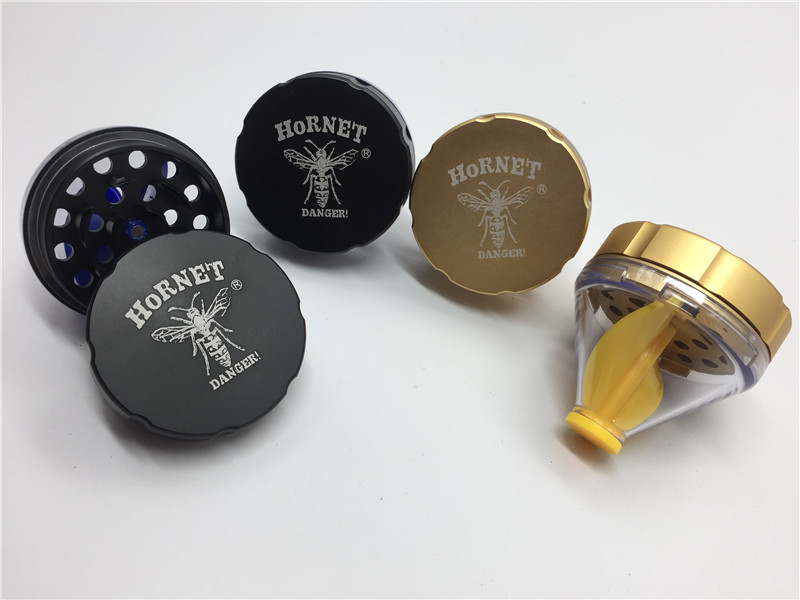 

Hornet Herb Grinders Funnel Tobacco smoking Grinder VS Space case grinder 50mm Herb Spice Crusher Colorful Metal Aluminium Grinder