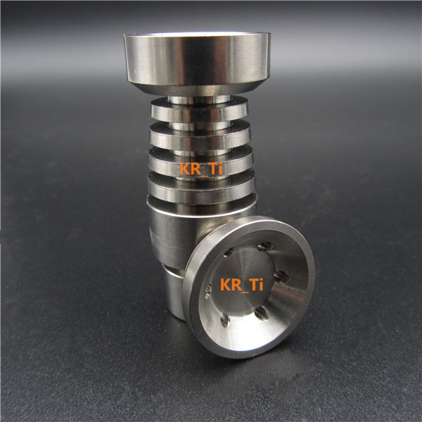 

hot sell Universal Domeless Titanium Nail 14.4mm & 18.8mm Dual Function GR2 Wax Oil hookah smoking glass bubbler water pipes bong