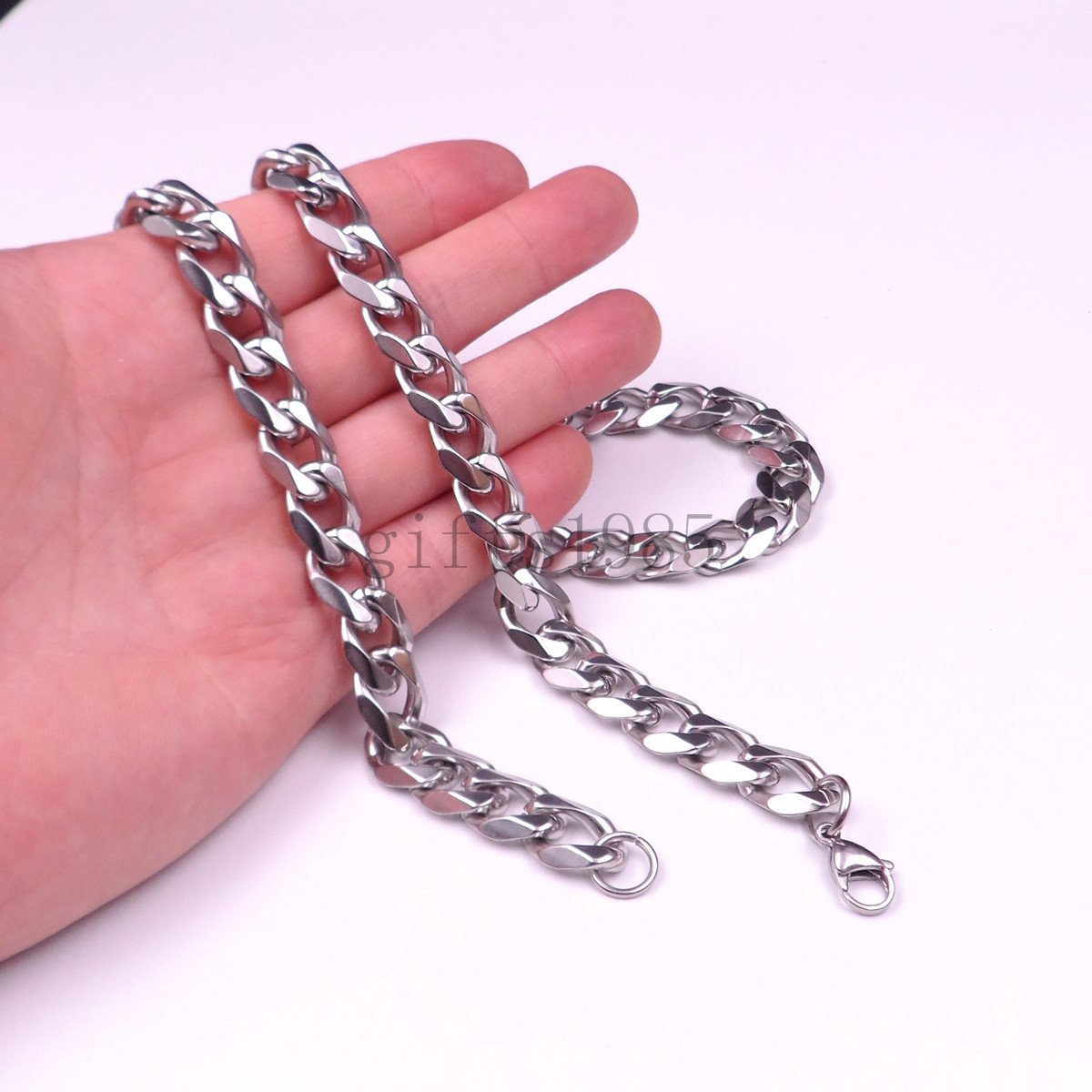 

Wholesale 18-40" Heavy Silver Stainless steel 13mm Men's Chain Link Necklace bracelet charm ship free
