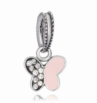 

Fits Pandora Bracelets Crystal Butterfly Pendant Silver Charms Bead Dangle Charm Beads For Wholesale Diy European Sterling Necklace Jewelry