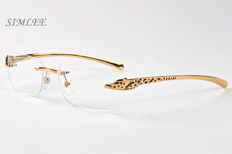 

2018 vintage designer sunglasses for men women rimless buffalo horn glasses gold leopard frames cheap sunglasses womens eyeglasses with box