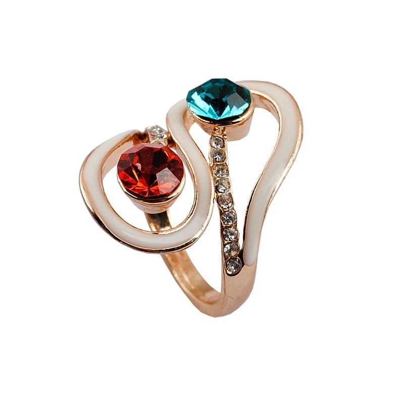 

Drip Color Crystal Light alloy plating KC gold ring 1pcs/lot drop shipping