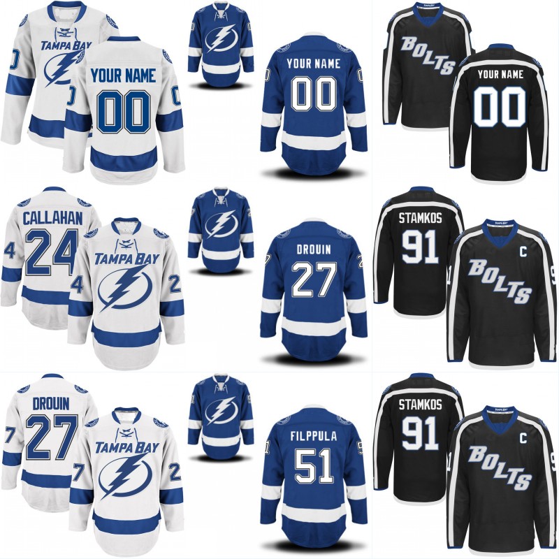 

Mens 24 Ryan Callahan 27 Jonathan Drouin 51 Valtteri Filppula 91 Steven Stamkos Tampa Bay Lightning Custom Hockey Jerseys, 29 slater koekkoek