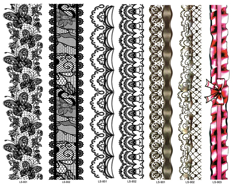 

21cm Temporary fake tattoos Waterproof tattoo stickers body art Painting for party decoration etc mixed black lace