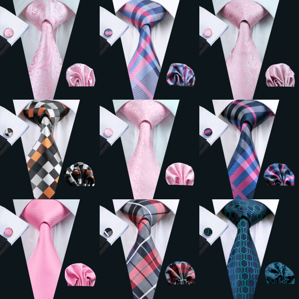 

900 styles Classic Wholesale New Style Mens Tie Set Silk Hanky Cufflinks Jacquard Woven Necktie Men's Tie Set Business Party Work Wedding