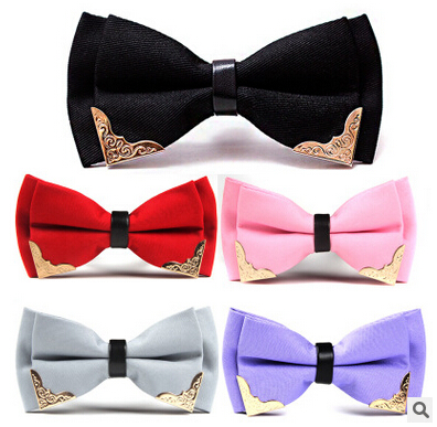 

Wholesale Double Layer Business Dress Bow Ties For Men Formal Groom Groomsmen Party Bowknot Cravat Metal Bowtie