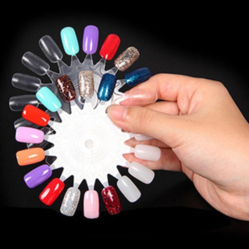 False Tips Display Nail Art Acrylic 18 Colors Practice UV Gel Nail Polish Circle Wheel Board DIY Nail Tool H029-image-403681097