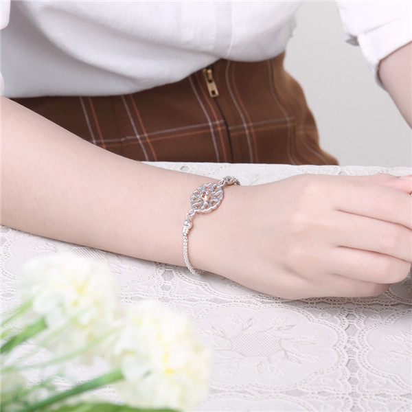 

Hot sale gift 925 silver Hollow Heart Bracelet group DFMCH384,Brand new sterling silver plated Chain link gemstone bracelets high grade