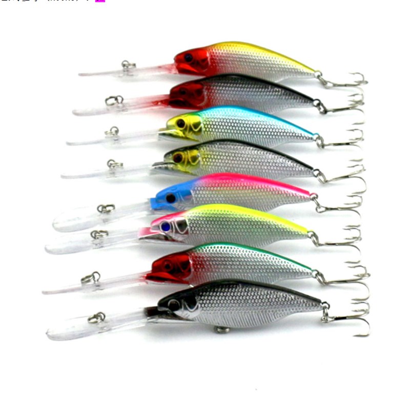 8pcs Hard Minnow Fishing Lures Crank Bait 3D Eyes Sharp Treble Hook 23g 16cm
