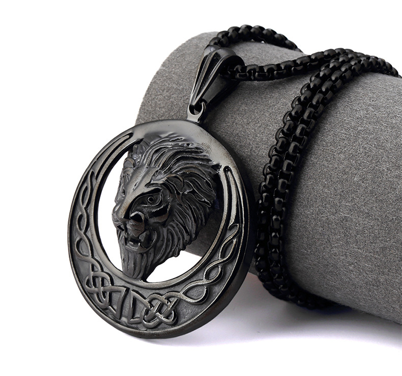 

Rapper Men HIP HOP Stainless steel nightClub Gold silver black Lion Head face Snake Chain Necklace Kings Lion Head Pendant Necklaces Jewelry