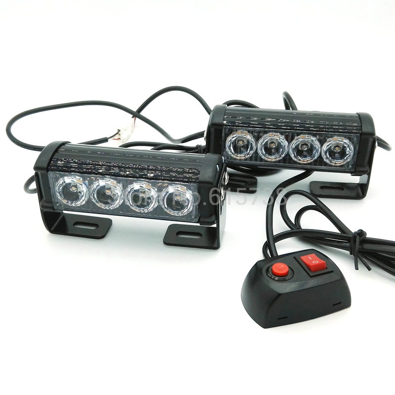 

New 12V 2X4 LED Car Motorcycle Flash Light Aluminum Alloy LED Strobe Flash Warning Police Truck Light Flashing Firemen Lights