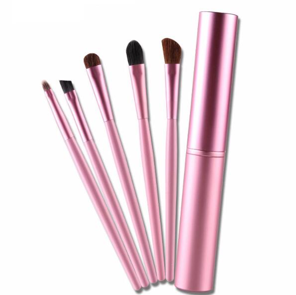 

1Set/5pcs Professional Eyeshadow Brush,Black/Pink Soft Pony Hair Makeup Brushes Set,Eye Make up Cosmetic Brush + Round Tube For Women