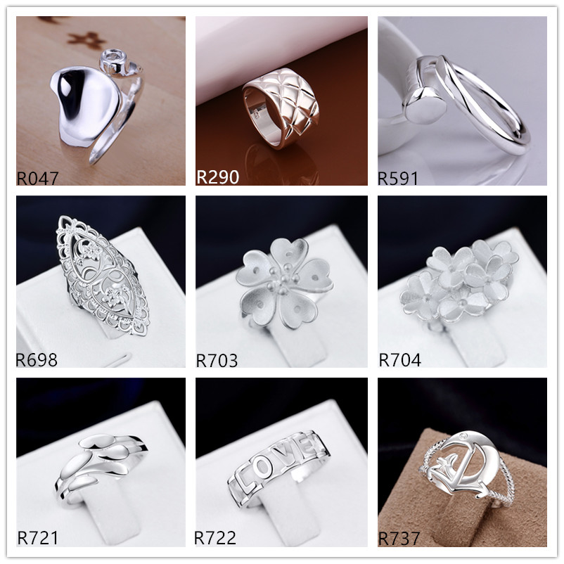 

Plated sterling silver ring 10 pieces a lot mixed style EMR7,brand new burst models fashion 925 silver plate ring