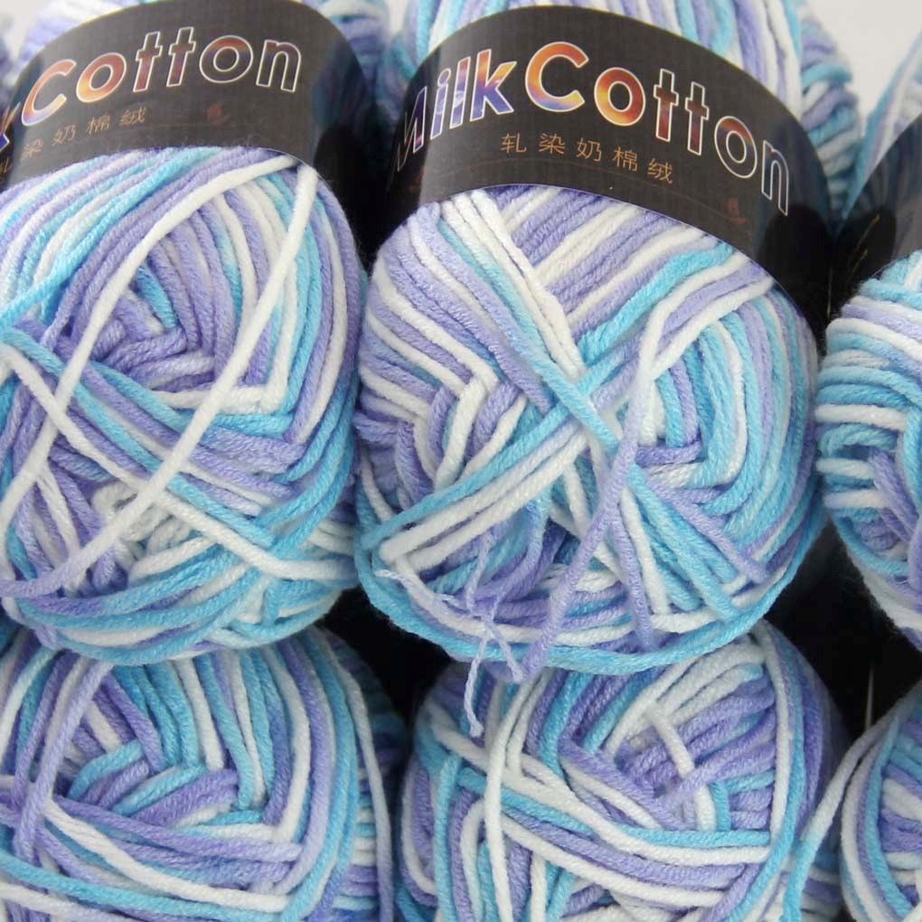 

Soft 6ballsx50g NewCotton dyed Hand Knitting Wool Socks Scarf Baby Yarn Blue Purple Mixed 09, Multi-colored