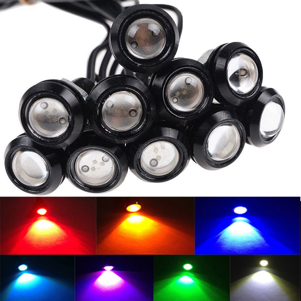 Lumière œil d'aigle LED 9W, 10 pièces/paquet, antibrouillard de voiture DRL, Signal de freinage de secours inversé, blanc, rouge, bleu, ambre, ve