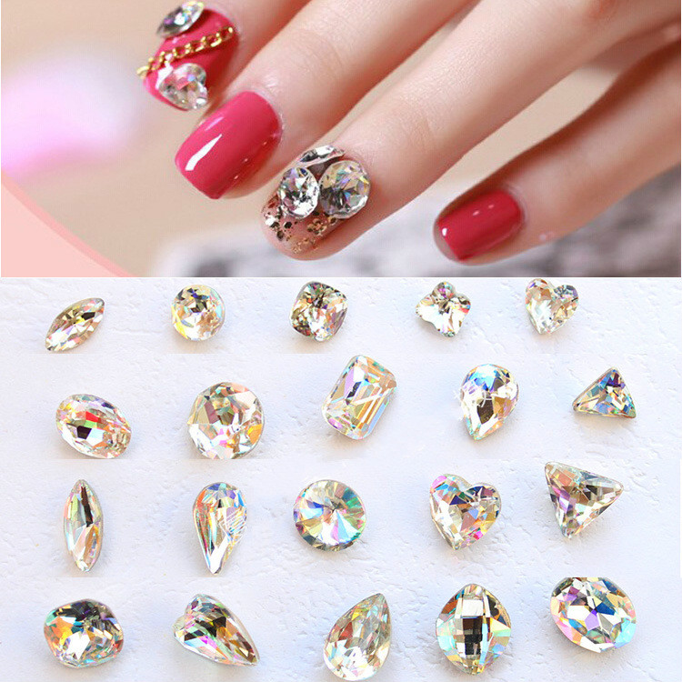 

18 styles 3D Nail Art Decorations Glitter Rhinestones Glass Flame 1PC