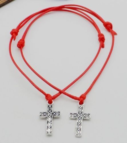 

Free Ship 100pcs Cross String Lucky Red wax Cord Adjustable Bracelet NEW, Golden;silver