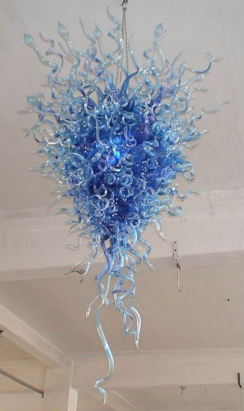 

Pendant Lamps Home Decorative Chandeliers Lights Blue Color LED Light Source CE UL Borosilicate Murano Art Glass Chandelier
