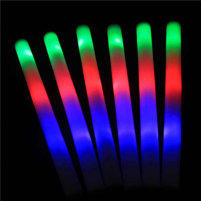 

50 pcs/lot LED Foam Stick Colorful Flashing Batons 48cm Red Green Blue Light-Up Sticks Festival Party Decoration Concert Prop