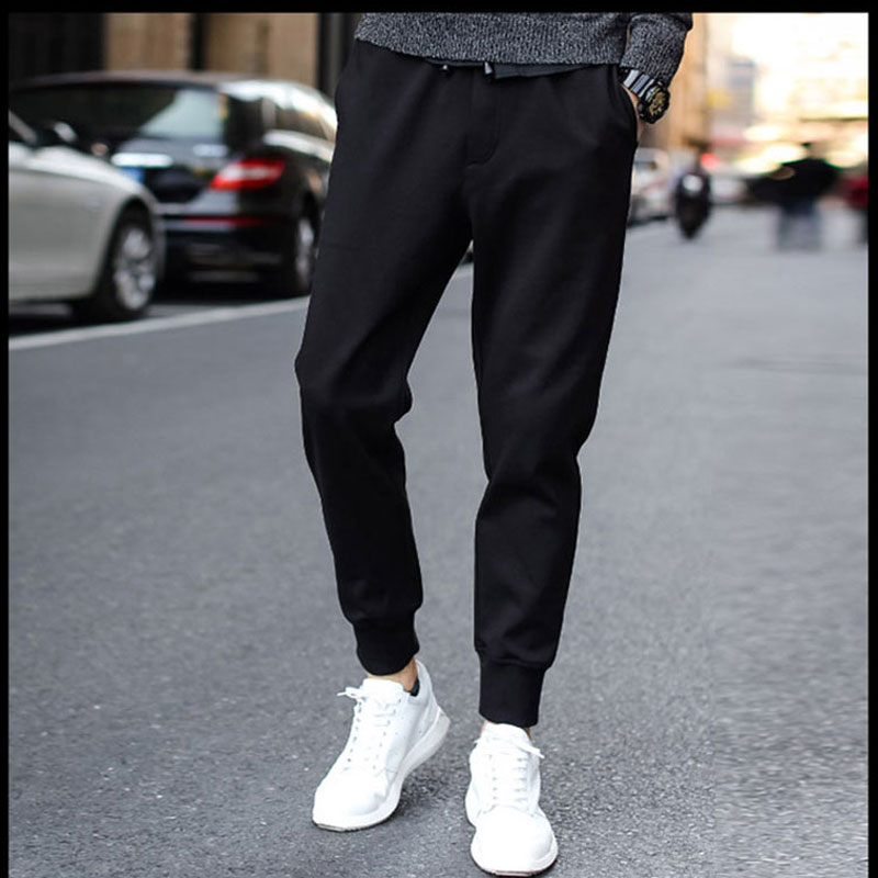

Wholesale-2016 new sports men drawstring bottoms trousers homme pantalones chandal hombre mens jogger pants gym pants men tracksuit CD0247, Black