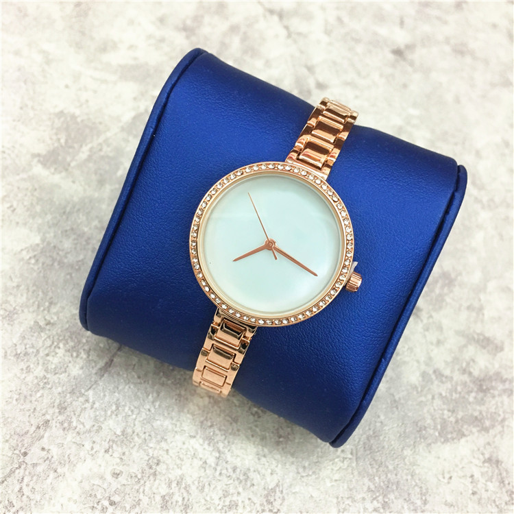 New Pupual Brand Women Quartz Luxury Diamonds Special Design Blue Dial Women Watch Steel Bracelet Chain Wholesale price Elegant Nice