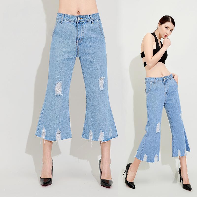 bell bottom short jeans