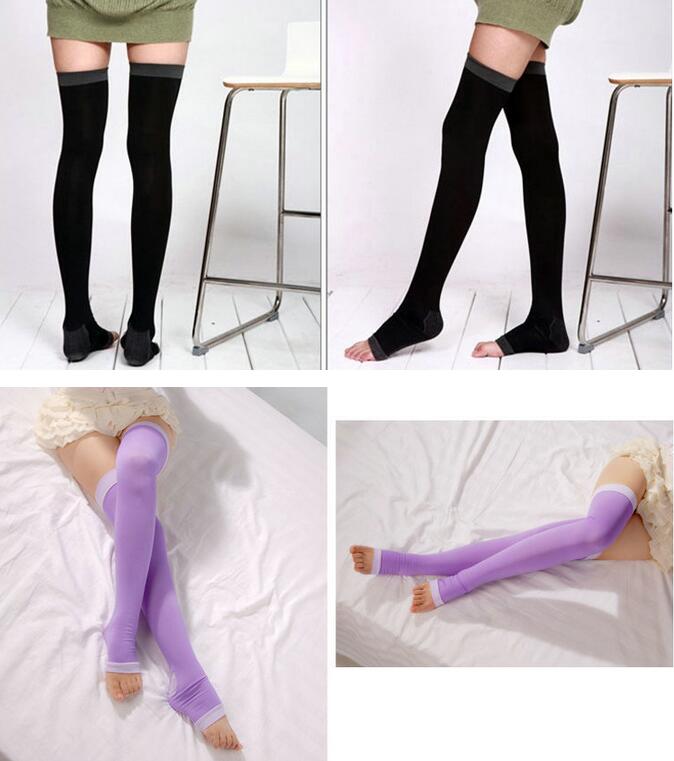 

Graduated Compression Stockings Pantyhose Moderate Pressure thigh high Support leg Open Toes night Stockings for Women