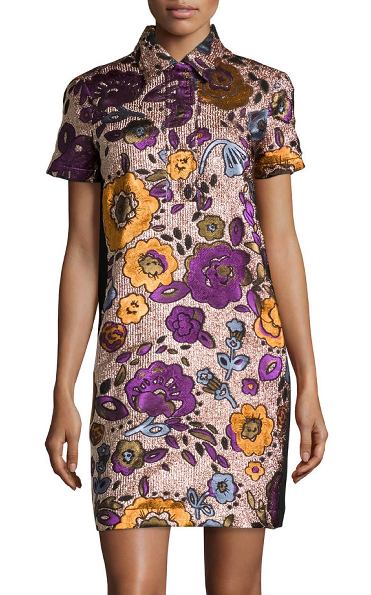 

Flower Print Women Sheath Dress Short Sleeve Mini Dresses 092025, As pictures