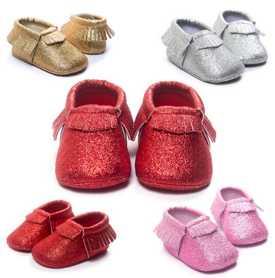

Christmas sequins baby Shoes Moccasins Soft Shoe freshly-picked Tassel Toddler Prewalker Baby Soft Tassel Moccasins Top quality, Red