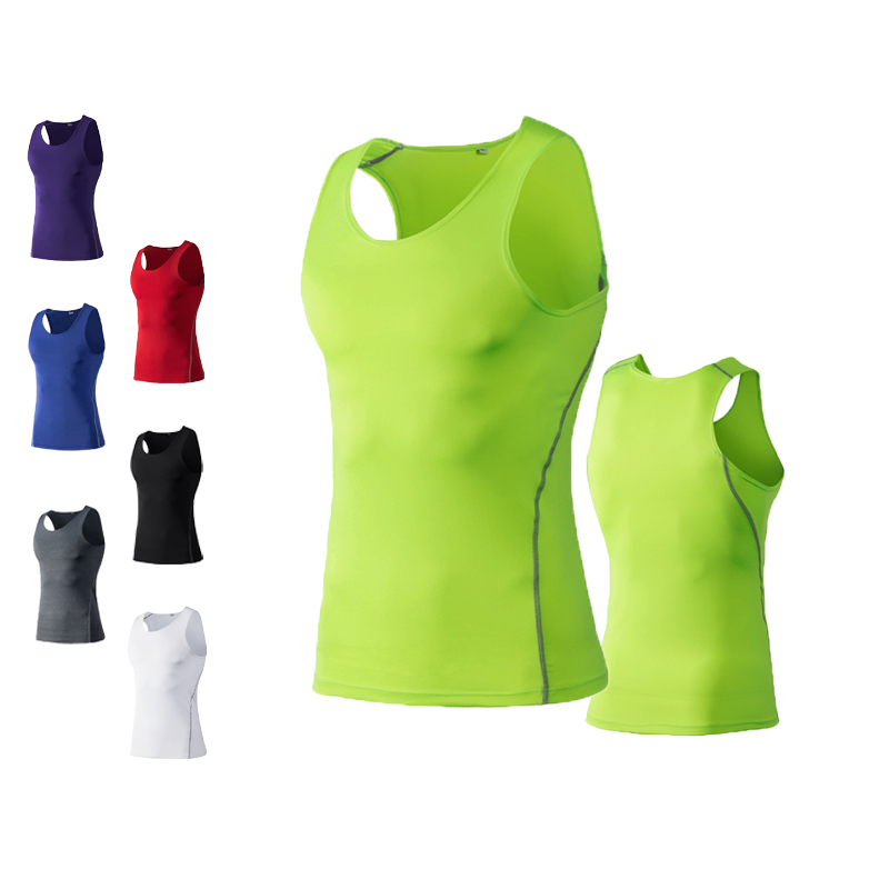 

Mens Vest Gym Tights Men's T-Shirts Compression Clothes Dry Fit Running Basketball Football Tank Top, Purple