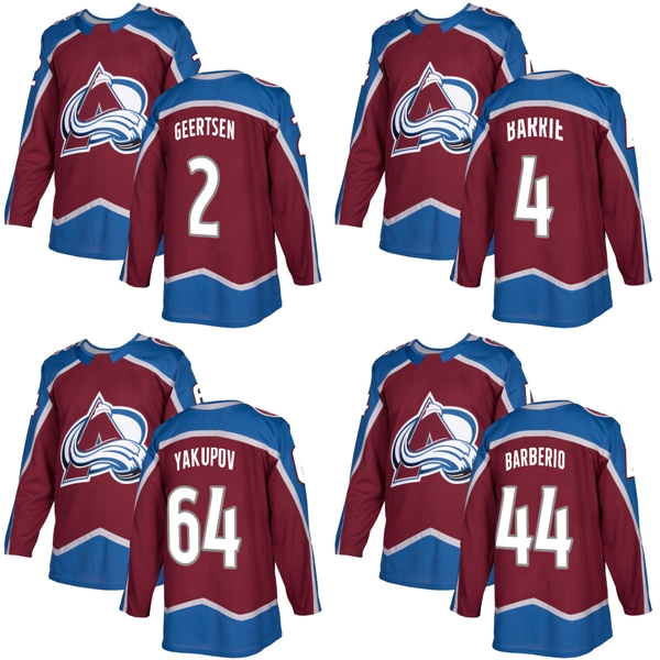 2017 Nouvelle Marque Hommes Colorado Avalanche 2 Mason Geertsen 4 Tyson Barrie 44 Barberio 64 Yakupov Bourgogne Chandails De Hockey Sur Glace Acc