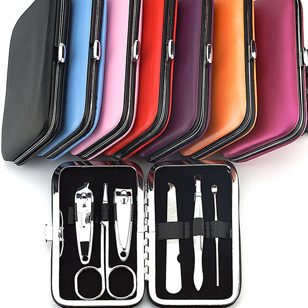 

6pcs Portable Stainless steel Nail Art Manicure Set Nail Care Tools with Mini Finger Nail Cutter Clipper File Scissor Tweezers