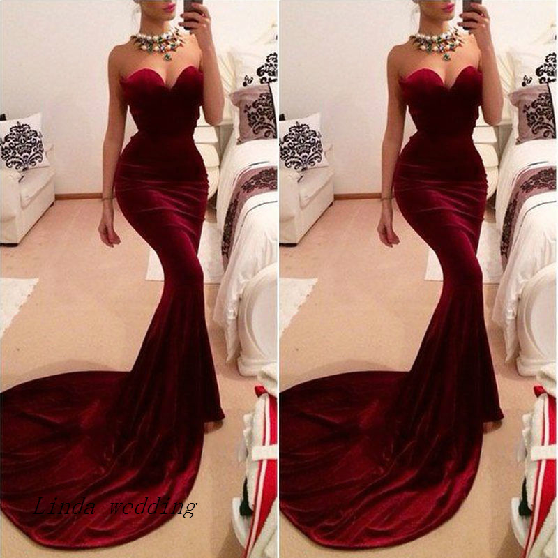 

Free Shipping Burgundy Wine Red Velvet Prom Dress New Sheath Sweetheart Sleeveless Slim Long Formal Party Gown, Green