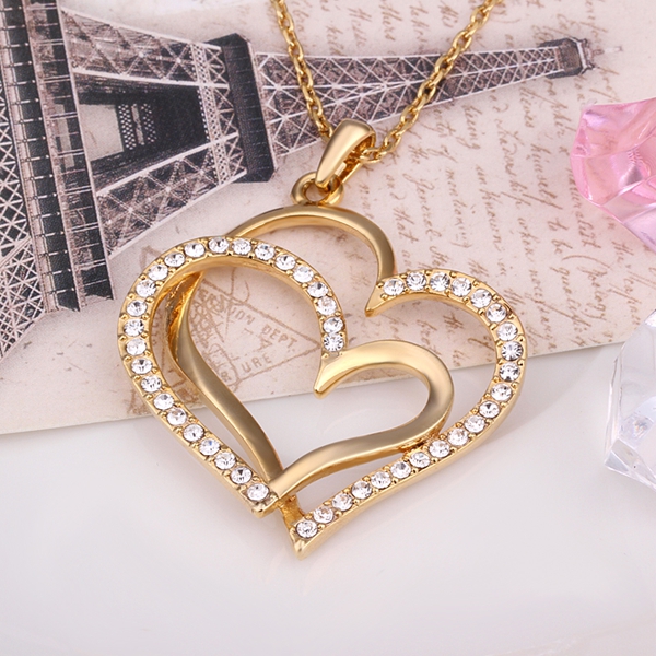 

Hot sale brand new 24k 18k yellow gold heart Pendant Necklaces jewelry GN584 hot sale Free shipping fashion gemstone crystal necklac