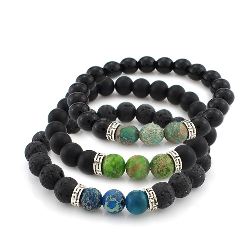

2016 New Arrival Lava Rock Stone Beads Bracelets Fitness Fashion Bracelets bangle For men&women Halloween best Gift Wholesale