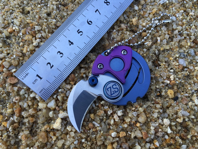 

High Quality CNC Machined D2 Steel Blade TC4 Titanium Alloy Coated EDC Pocket Coin knife folding Necklace knife