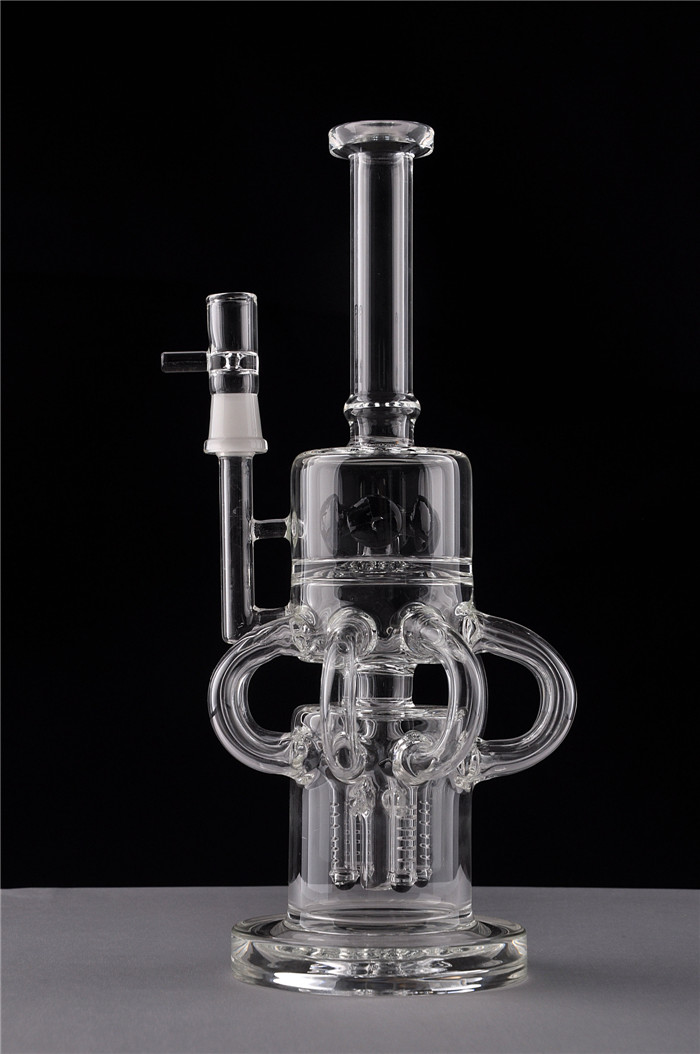 

Function well Klein Recycler Glass Bongs Oil Rigs Bubber Black Shower Head Perc Inside Filter Smoking Pipe Hooakahs Shisha Cheap