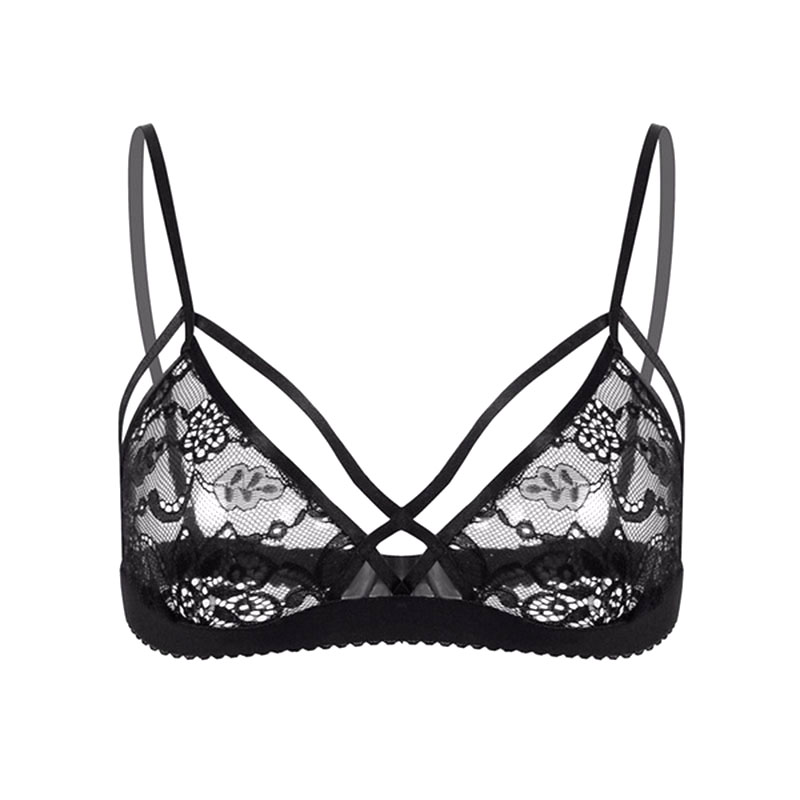 

Wholesale-Free Shipping Women Sexy Black Floral Print Adjustable Straps Lace V Neck Bra Underwear Hot