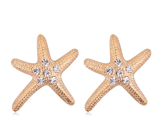 Earrings Studs Austrian Crystal Fashion Women Luxury High Quality 18K Gold Plated Starfish Stud Earrings Jewelry Wholesale TER098